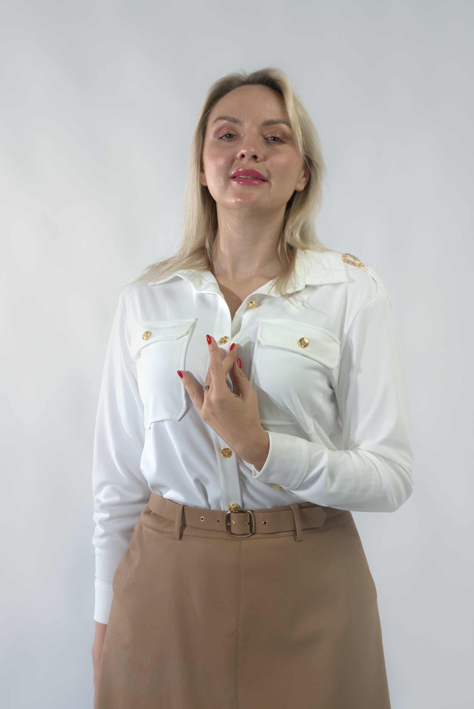 jupe longue en cuir avec ceinture  (RS JUPE RED 24375)