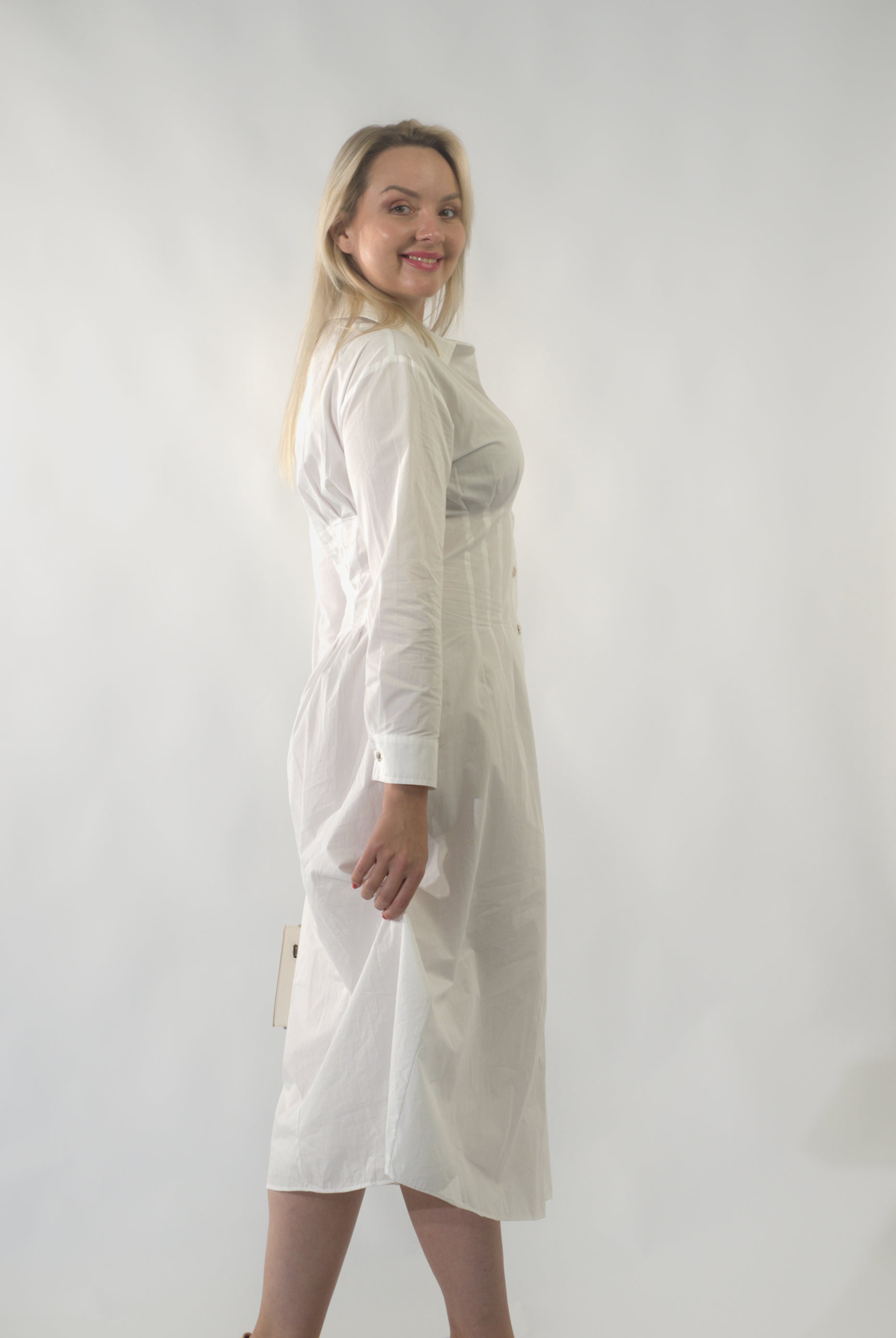 robe en popeline à taille ceintrée  (RS ROBE RED 24395)