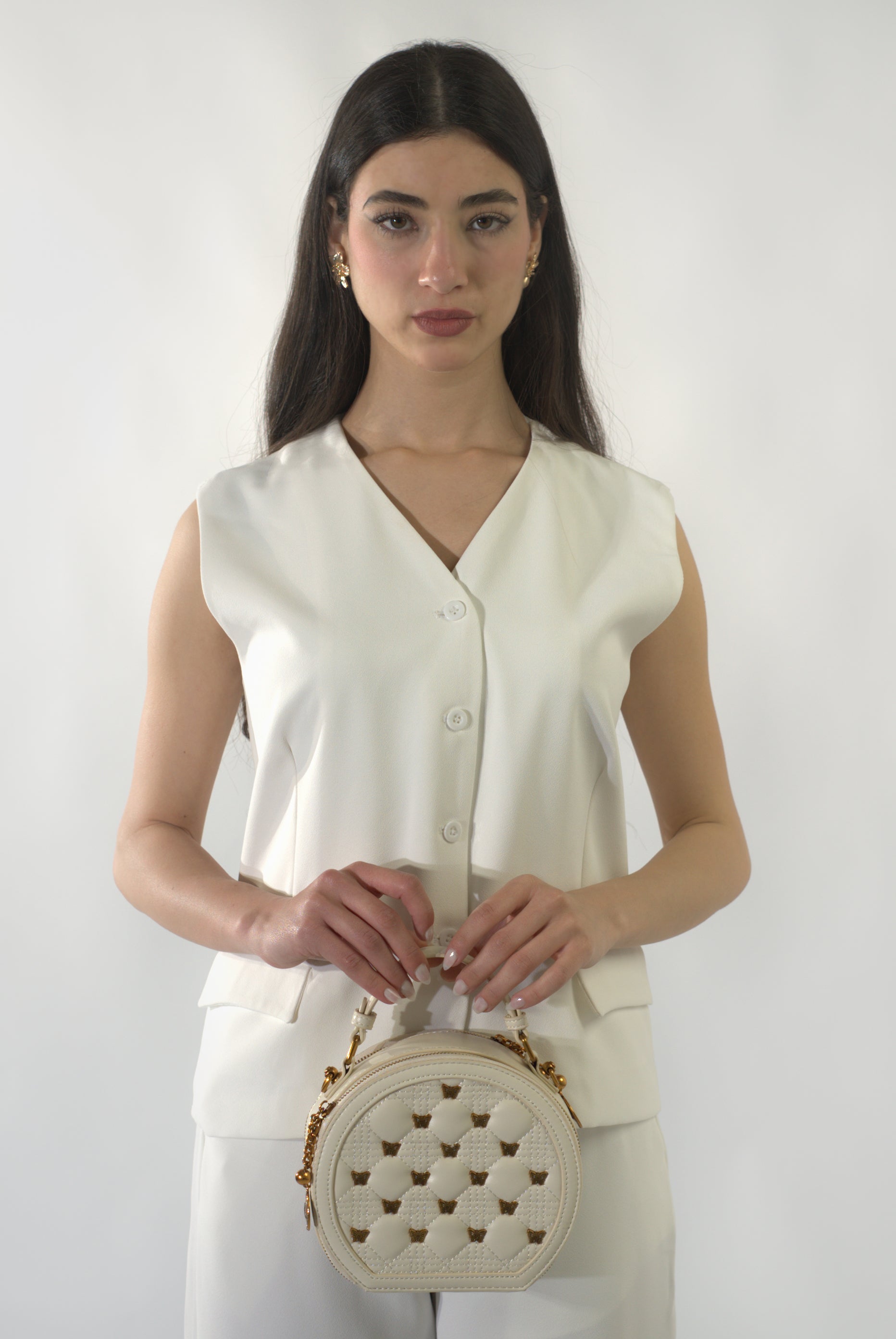 Ensemble gilet de costume sans manches et pantalon long décontracté monochrome (RS ENSEMBLE RED 24348)
