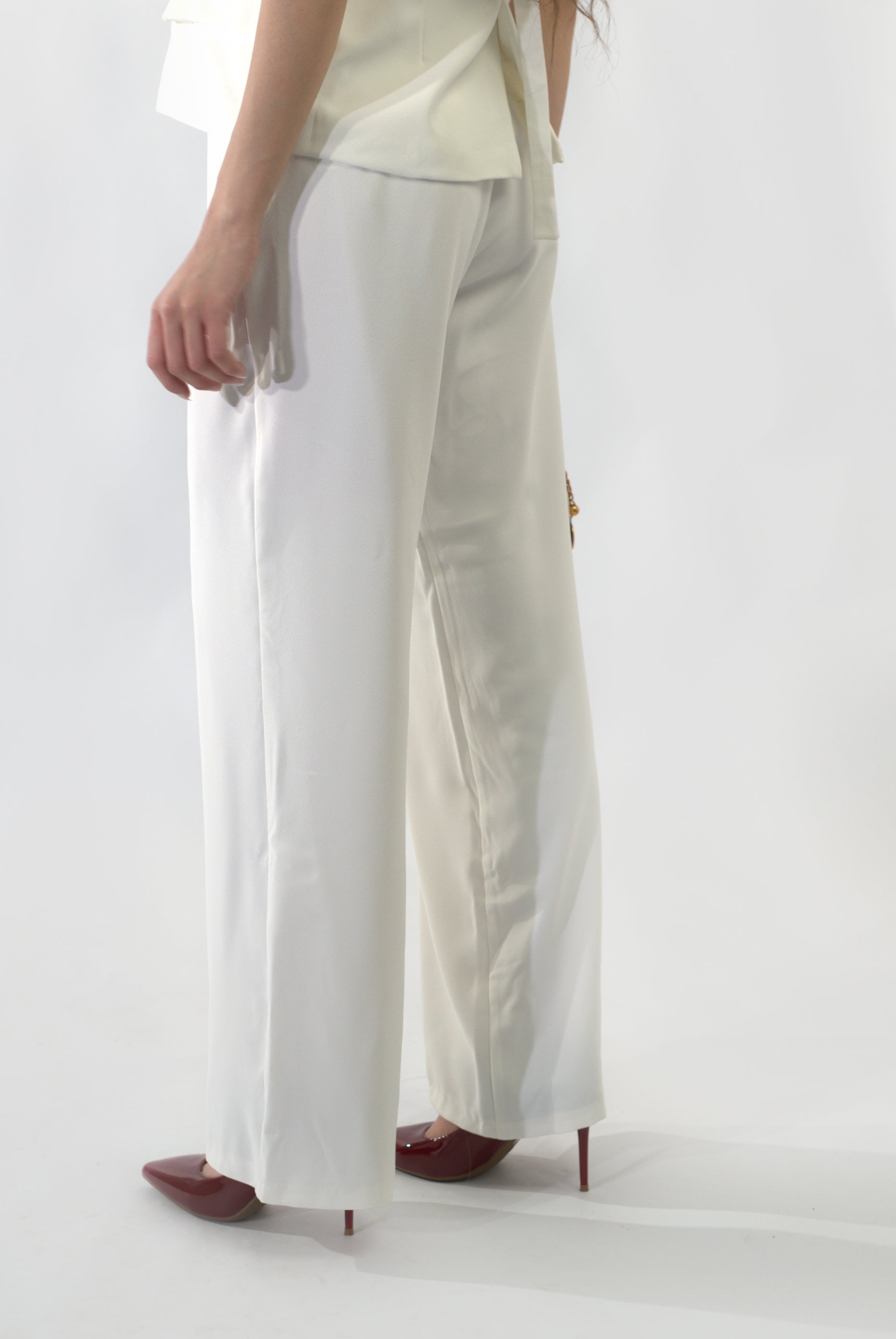 Ensemble gilet de costume sans manches et pantalon long décontracté monochrome (RS ENSEMBLE RED 24348)