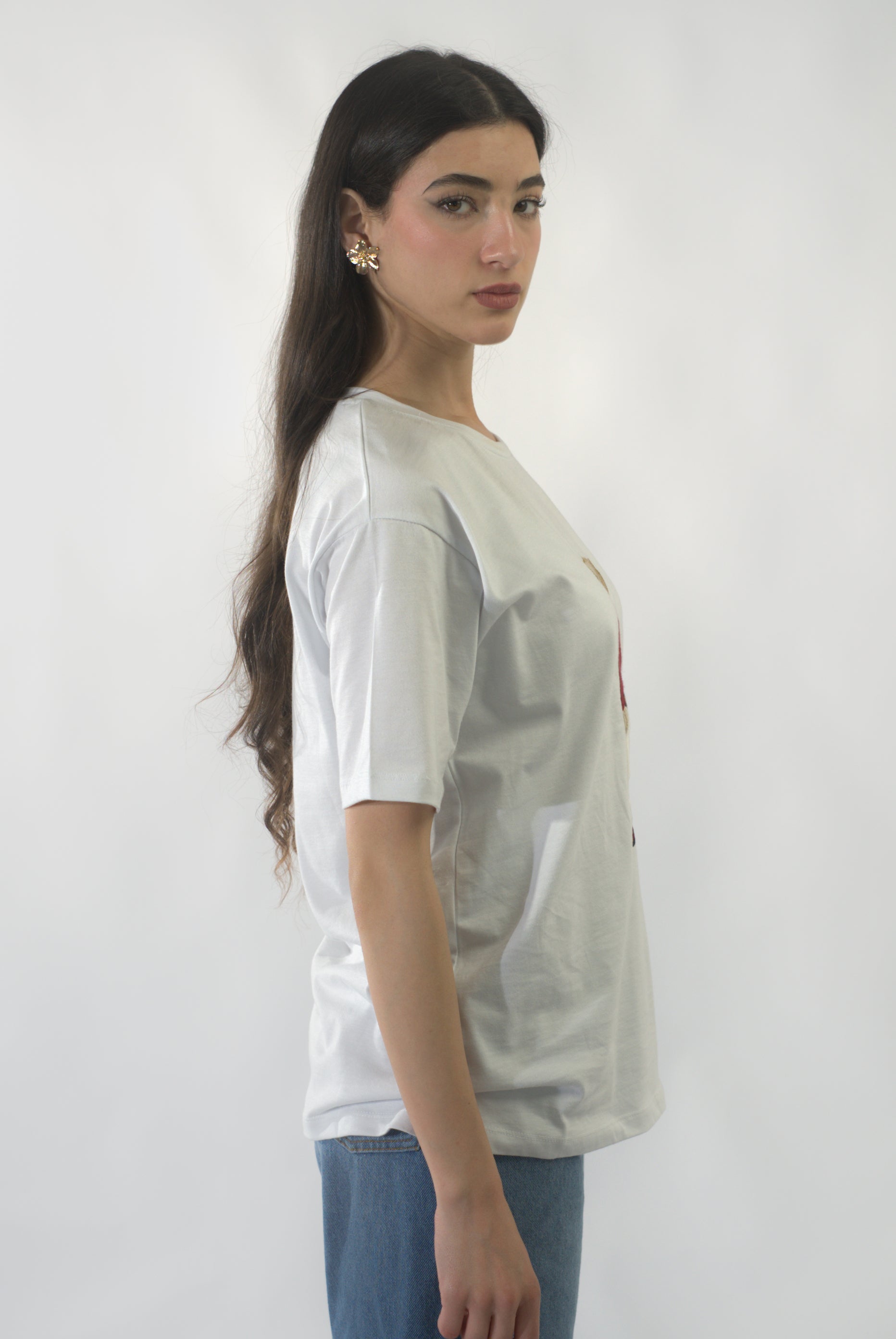 T-shirt à col rond et à coupe over size (RS T-SHIRT RED 24327)