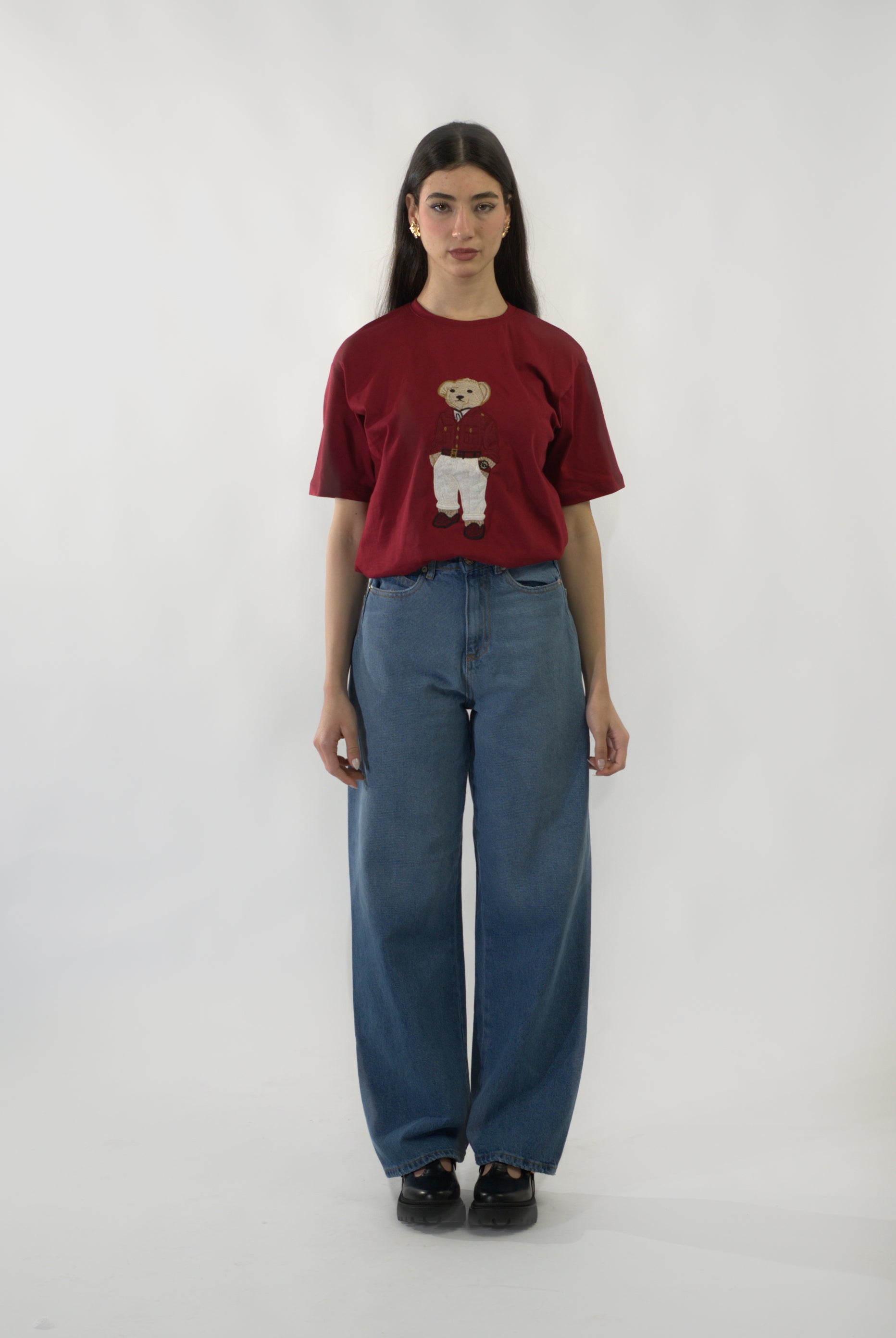 T-shirt Bear Ralph Lauren décontracté à col rond et manches courtes (RS T-SHIRT RED 24390)