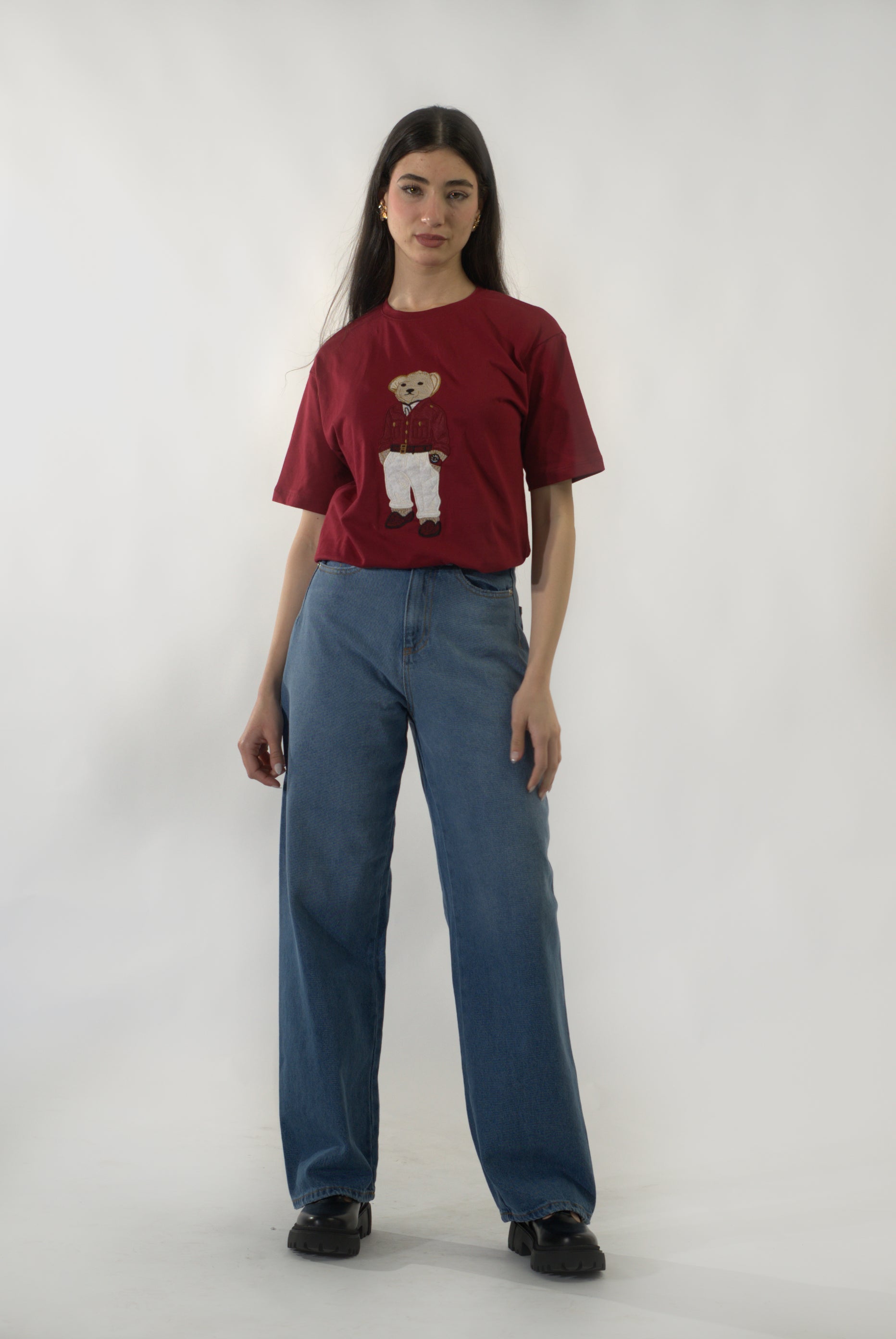 T-shirt Bear Ralph Lauren décontracté à col rond et manches courtes (RS T-SHIRT RED 24390)