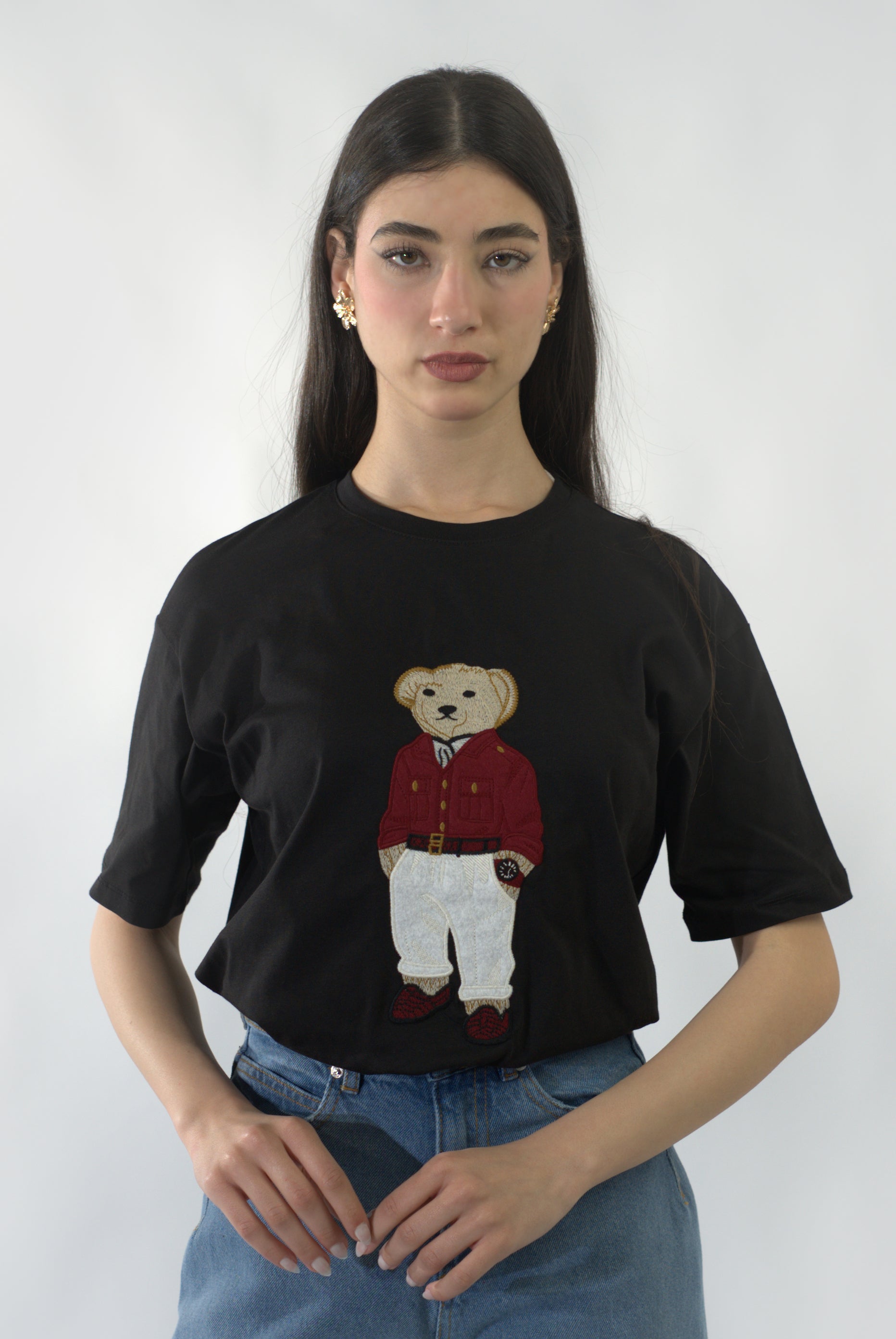 T-shirt Bear Ralph Lauren décontracté à col rond et manches courtes (RS T-SHIRT RED 24390)