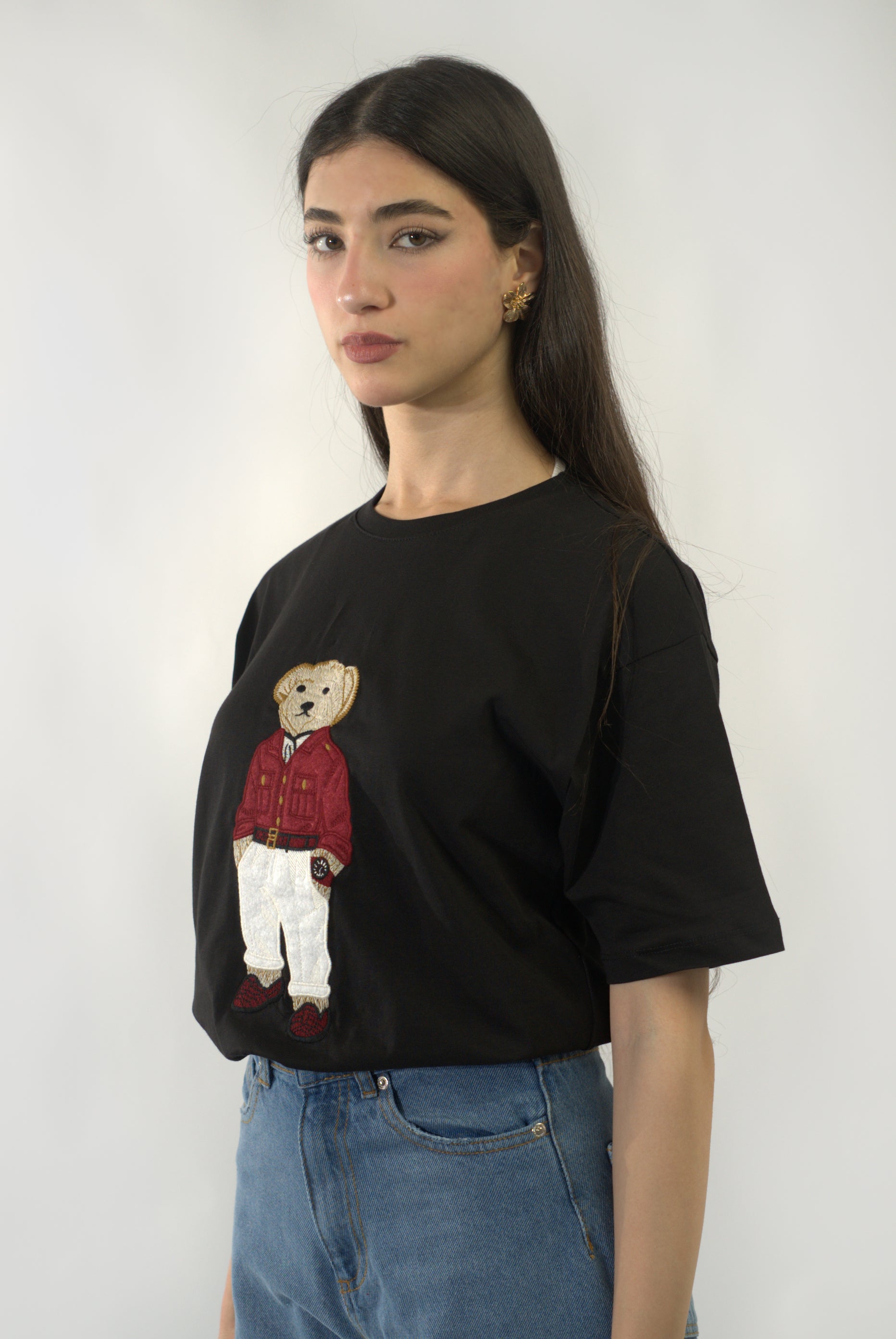 T-shirt Bear Ralph Lauren décontracté à col rond et manches courtes (RS T-SHIRT RED 24390)